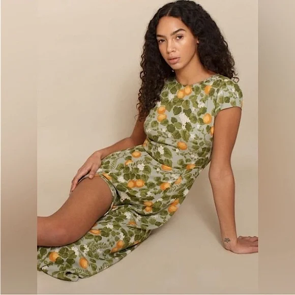 Reformation | Dresses | Reformation Gavin Dress In Lemon Orange Grove Print  | Poshmark